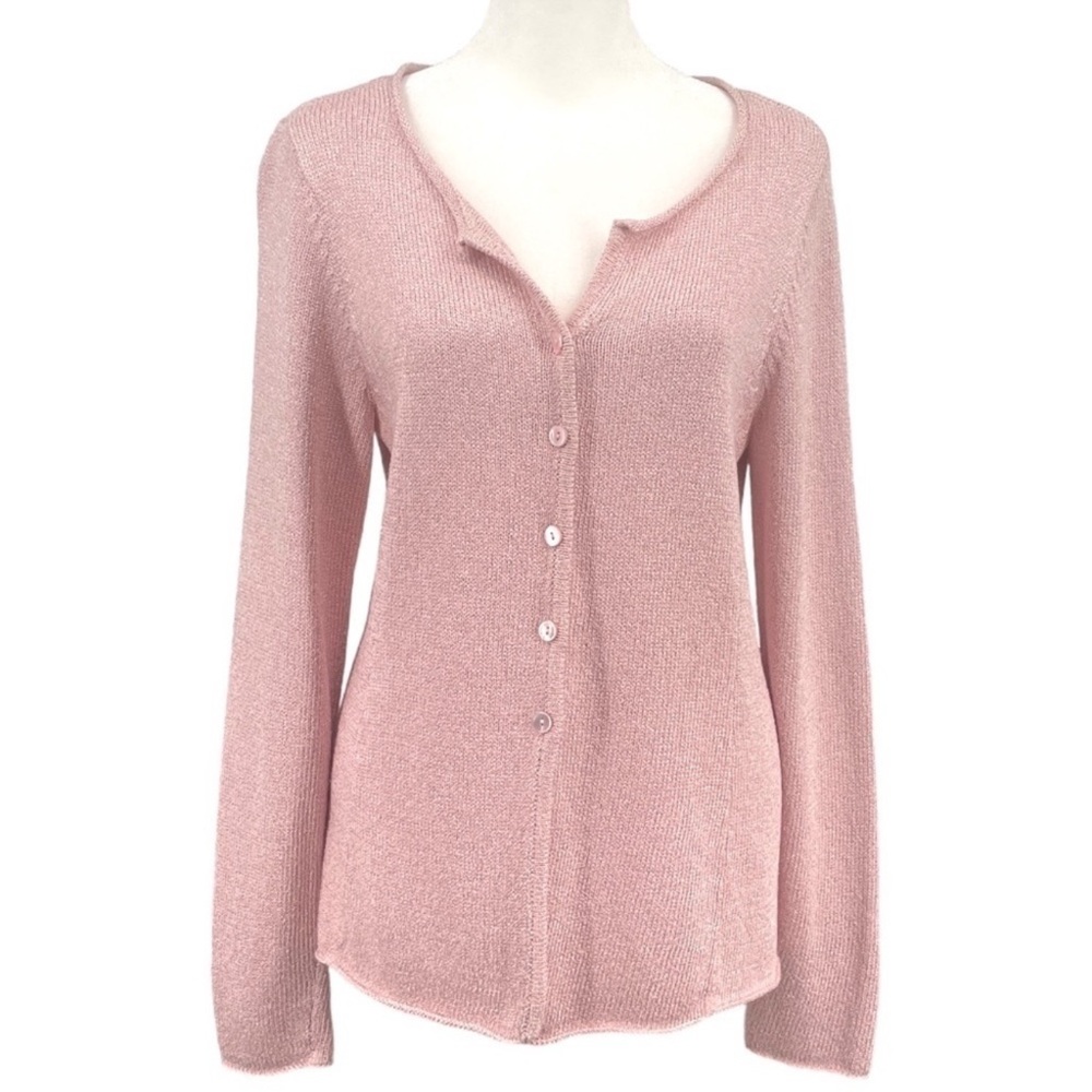 Eileen Fisher Pink Silk Blend Button
Up Cardigan Size small